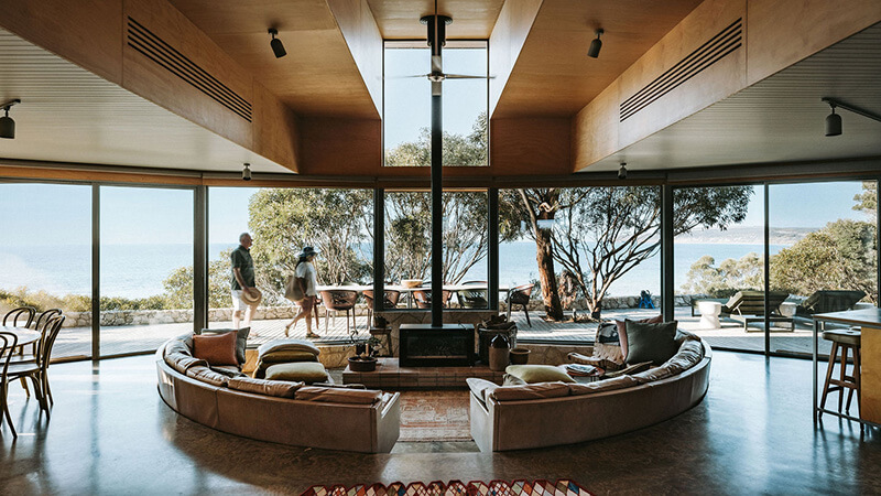 View of the living room at Dune House