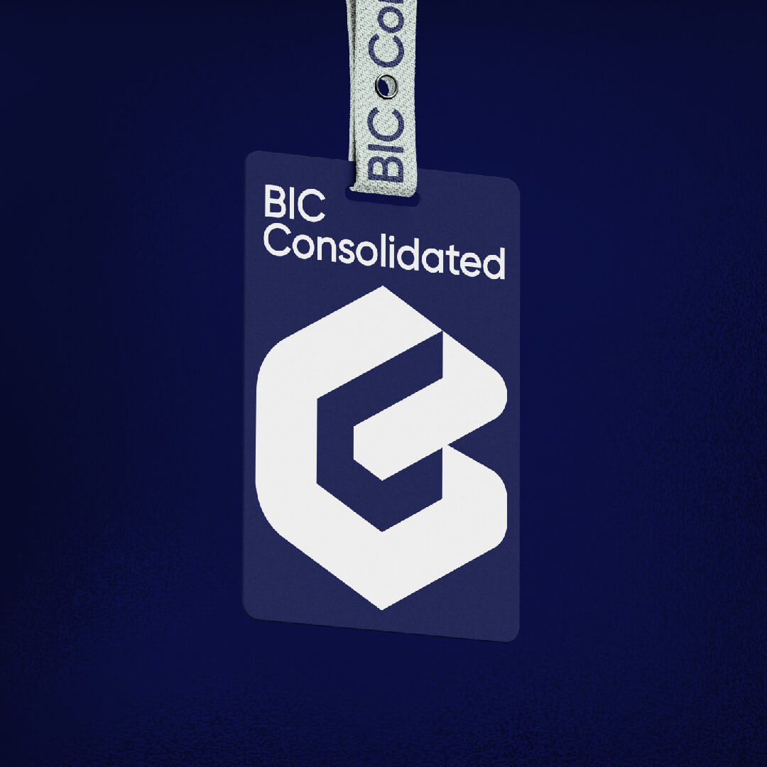 A BIC branded swipe card hanging from a landyard
