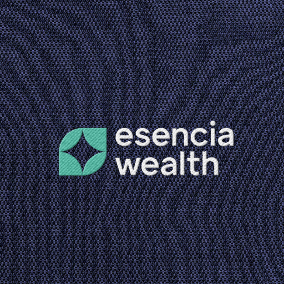 Esencia logo embroidered onto polo shirt fabric
